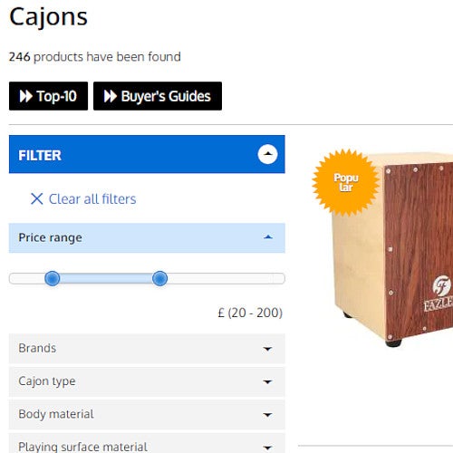 What’s the easiest way to browse the huge list of cajons?